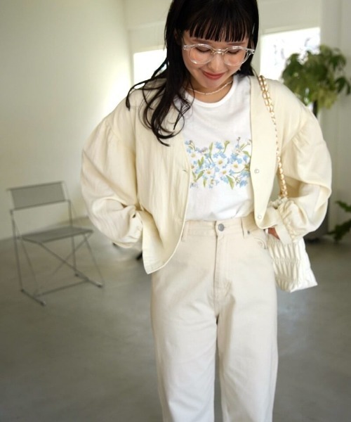 flower（フラワー）の「ペインティングフラワーティーズ（Tシャツ/カットソー・レディース・ホワイト・FREE）」の3枚目の写真