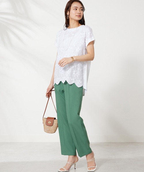 BELLUNA PLUS（ベルーナ）の「モチーフレース使いデザインプルオーバー（Tシャツ/カットソー・レディース・ラベンダー/セージグリーン/オフホワイト/ネイビー・MEDIUM/LARGE/X-LARGE）」の15枚目の写真