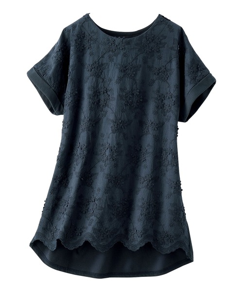 BELLUNA PLUS（ベルーナ）の「モチーフレース使いデザインプルオーバー（Tシャツ/カットソー・レディース・ラベンダー/セージグリーン/オフホワイト/ネイビー・MEDIUM/LARGE/X-LARGE）」の17枚目の写真