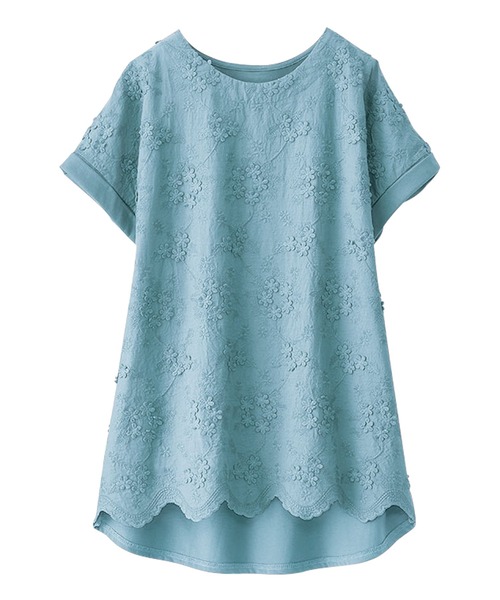 BELLUNA PLUS（ベルーナ）の「モチーフレース使いデザインプルオーバー（Tシャツ/カットソー・レディース・ラベンダー/セージグリーン/オフホワイト/ネイビー・MEDIUM/LARGE/X-LARGE）」の18枚目の写真