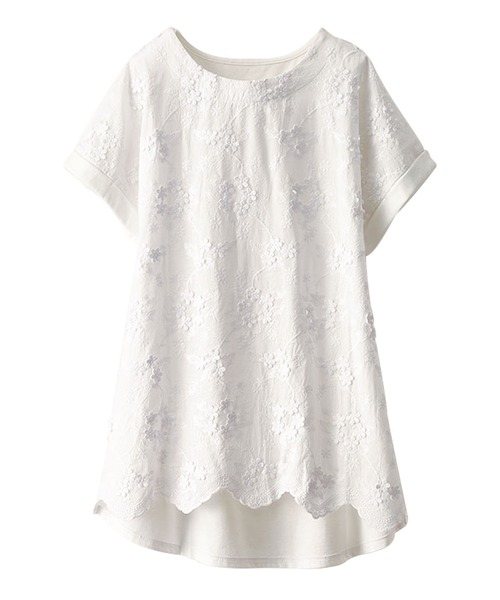 BELLUNA PLUS（ベルーナ）の「モチーフレース使いデザインプルオーバー（Tシャツ/カットソー・レディース・ラベンダー/セージグリーン/オフホワイト/ネイビー・MEDIUM/LARGE/X-LARGE）」の19枚目の写真