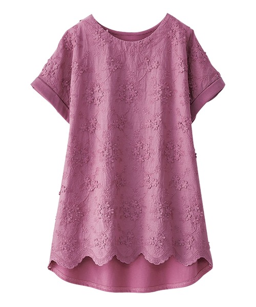 BELLUNA PLUS（ベルーナ）の「モチーフレース使いデザインプルオーバー（Tシャツ/カットソー・レディース・ラベンダー/セージグリーン/オフホワイト/ネイビー・MEDIUM/LARGE/X-LARGE）」の20枚目の写真