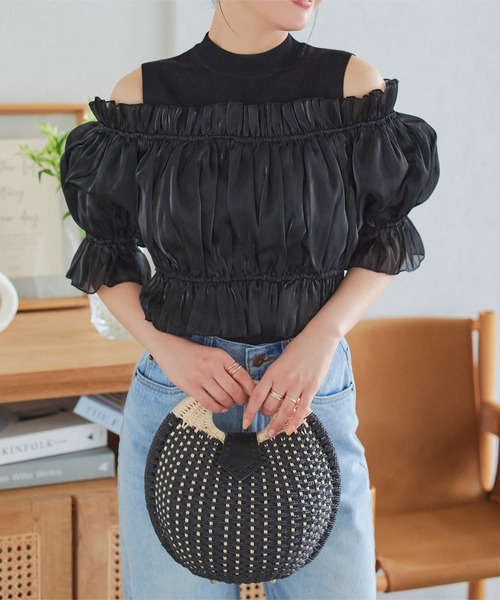 KOBE LETTUCE（コウベレタス）の「サークルカゴバッグ（ハンドバッグ・レディース・キャメル/ブラック・F）」の3枚目の写真