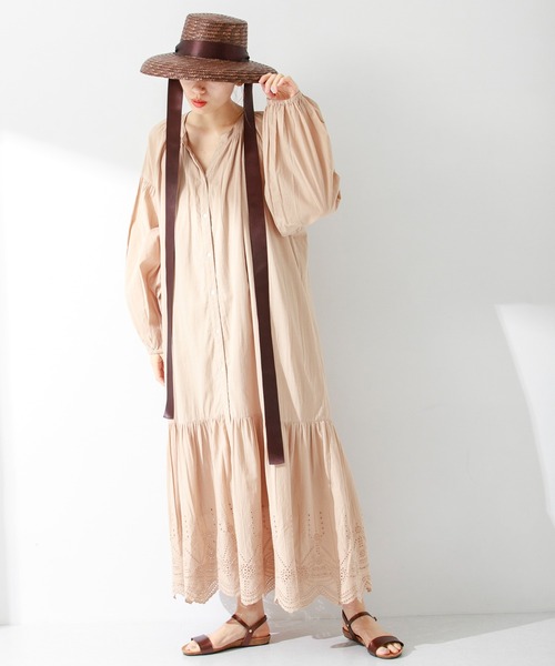 URBAN RESEARCH Sonny Label(アーバンリサーチサニーレーベル)の「エアリーコットンシフリーボイルワンピース(ワンピース・レディース・ブルー/ベージュ/ブラック・FREE)」の1枚目の写真