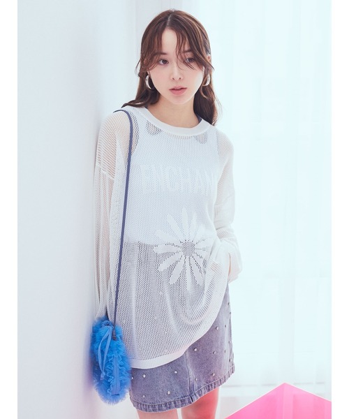 earth music&ecology(アースミュージックアンドエコロジー)の「チュールフリルミニショルダーバッグ(ショルダーバッグ・レディース・ブラック/アイボリー/ブルー・FREE)」の6枚目の写真