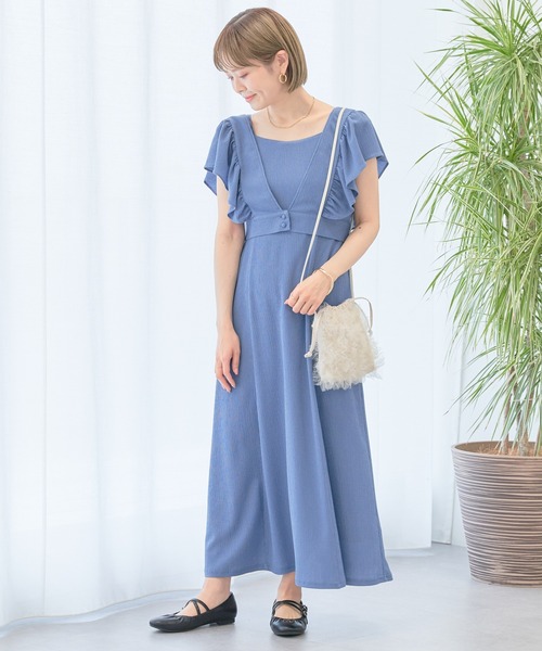 earth music&ecology(アースミュージックアンドエコロジー)の「チュールフリルミニショルダーバッグ(ショルダーバッグ・レディース・ブラック/アイボリー/ブルー・FREE)」の9枚目の写真