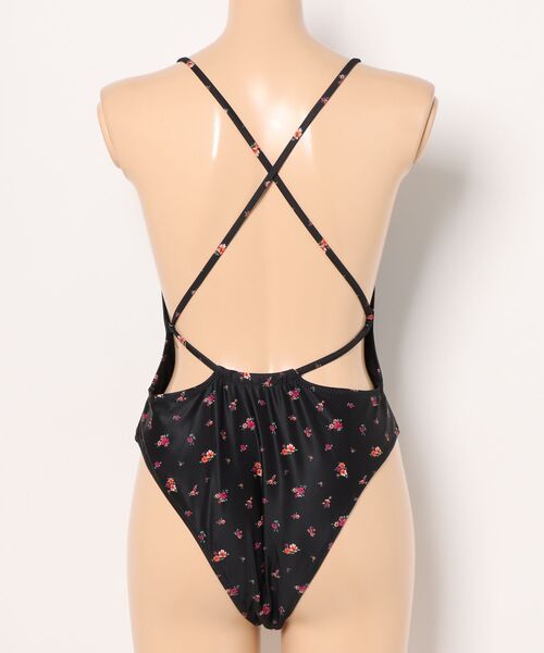 FOREVER 21（フォーエバー トゥエンティーワン）の「スイムウェア花柄モノキニ（水着・レディース・ブラック・MEDIUM/SMALL）」の6枚目の写真