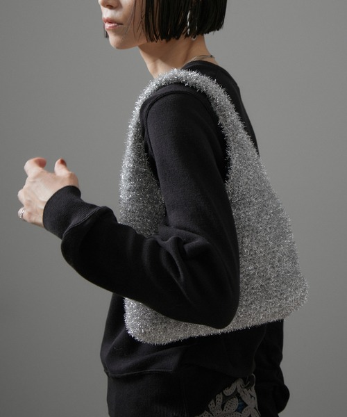 SALON adam et rope'（サロン アダム エ ロペ）の「ラメワンハンドルミニバッグ（ハンドバッグ・レディース・シルバー/ライトグリーン/ゴールド・FREE）」の2枚目の写真