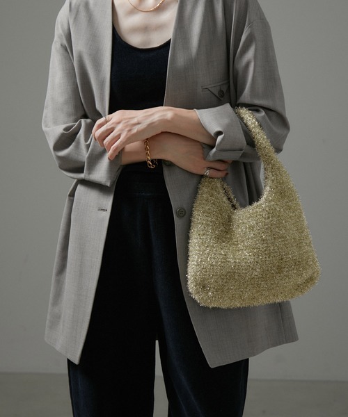 SALON adam et rope'（サロン アダム エ ロペ）の「ラメワンハンドルミニバッグ（ハンドバッグ・レディース・シルバー/ライトグリーン/ゴールド・FREE）」の3枚目の写真