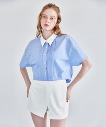 【セットアップ着用可能】ラメストライプラップミニスカパン