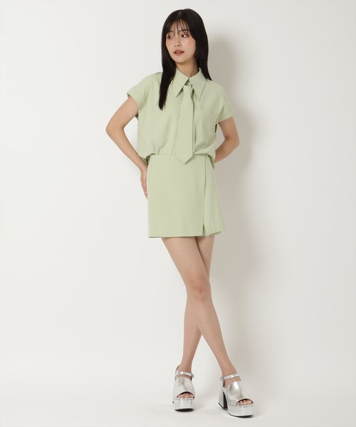 REDYAZEL（レディアゼル）の「【セットアップ着用可能】ラメストライプラップミニスカパン（その他パンツ・レディース・サックスブルー/ミント/グレー/オフホワイト・FREE）」の3枚目の写真