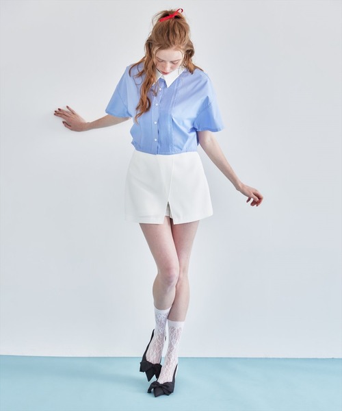 REDYAZEL（レディアゼル）の「【セットアップ着用可能】ラメストライプラップミニスカパン（その他パンツ・レディース・サックスブルー/ミント/グレー/オフホワイト・FREE）」の13枚目の写真