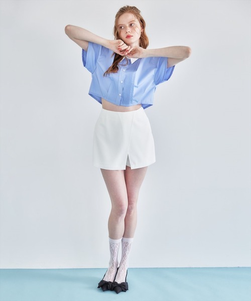 REDYAZEL（レディアゼル）の「【セットアップ着用可能】ラメストライプラップミニスカパン（その他パンツ・レディース・サックスブルー/ミント/グレー/オフホワイト・FREE）」の14枚目の写真