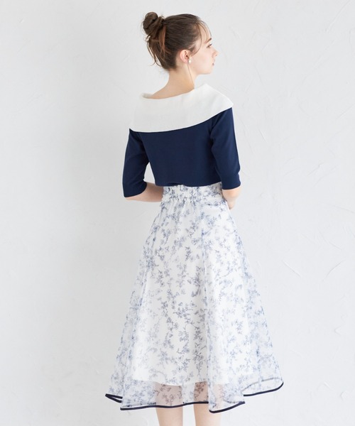 tocco closet(トッコ クローゼット)の「前後2WAY配色リボンカラーニットプルオーバー(ニット/セーター・レディース・ネイビー×ホワイト/ホワイト×ブラック・M)」の8枚目の写真