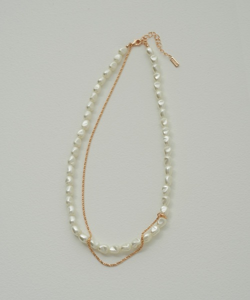 GOLDY（ゴールディ）の「グラス パール × チェーン アシンメトリー ネックレス（ネックレス・レディース・ゴールド/シルバー・FREE）」の8枚目の写真