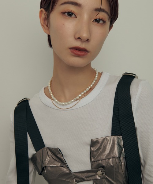 GOLDY（ゴールディ）の「グラス パール × チェーン アシンメトリー ネックレス（ネックレス・レディース・ゴールド/シルバー・FREE）」の10枚目の写真