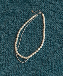 GOLDY（ゴールディ）の「グラス パール × チェーン アシンメトリー ネックレス（ネックレス）」