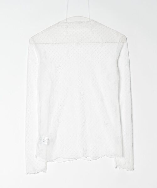 Per sist ence(パーシエンス)の「リボンドットシアーハーフネックメッシュトップス(Tシャツ/カットソー・レディース・ホワイト/ブラック・FREE)」の3枚目の写真