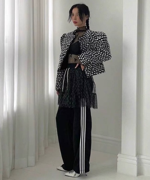 Per sist ence(パーシエンス)の「リボンドットシアーハーフネックメッシュトップス(Tシャツ/カットソー・レディース・ホワイト/ブラック・FREE)」の9枚目の写真