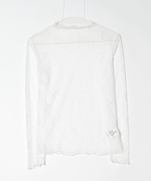 Per sist ence(パーシエンス)の「リボンドットシアーハーフネックメッシュトップス(Tシャツ/カットソー・レディース・ホワイト/ブラック・FREE)」の7枚目の写真