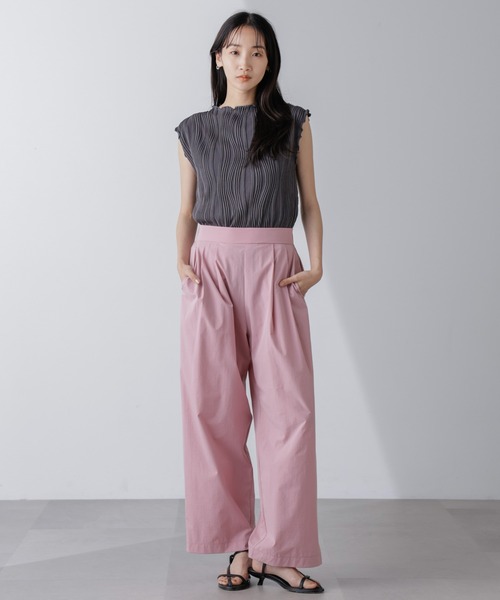 NANO universe(ナノユニバース)の「ウェーブリップルカットノースリーブトップス(セットアップ可)(Tシャツ/カットソー・レディース・ライム/チャコール/ベージュ・FREE)」の7枚目の写真