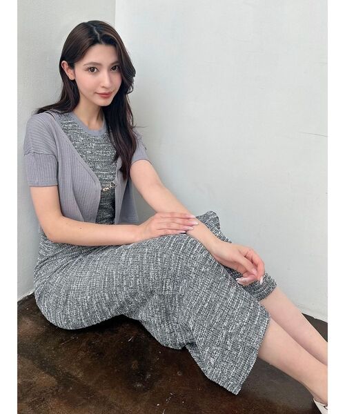 RESEXXY（リゼクシー）の「チャームリブニットカーディガン【セットアップ着用可能】（カーディガン/ボレロ・レディース・ブラック/ブルー・FREE）」の4枚目の写真