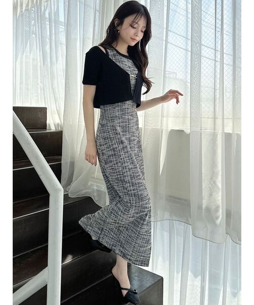 RESEXXY（リゼクシー）の「チャームリブニットカーディガン【セットアップ着用可能】（カーディガン/ボレロ・レディース・ブラック/ブルー・FREE）」の8枚目の写真