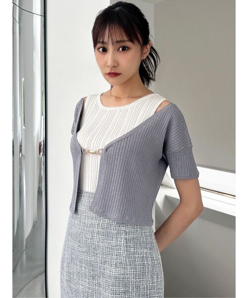 RESEXXY（リゼクシー）の「チャームリブニットカーディガン【セットアップ着用可能】（カーディガン/ボレロ・レディース・ブラック/ブルー・FREE）」の17枚目の写真