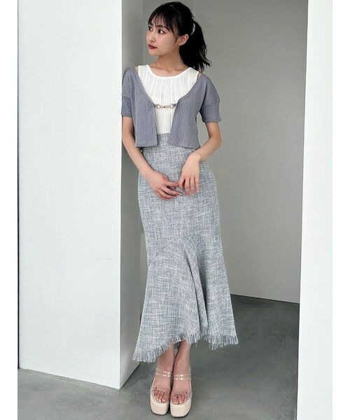 RESEXXY（リゼクシー）の「チャームリブニットカーディガン【セットアップ着用可能】（カーディガン/ボレロ・レディース・ブラック/ブルー・FREE）」の19枚目の写真