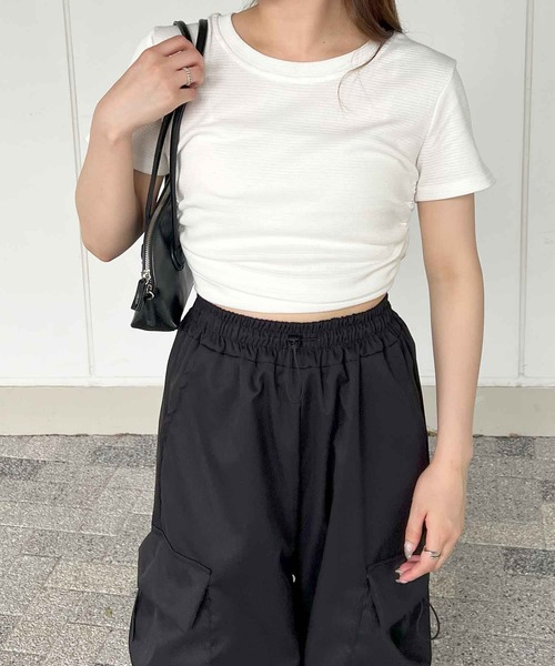 frunco(フランコ)の「ワッフルクロップドTシャツ(Tシャツ/カットソー・レディース・グレー/ブルー/ブラック/ホワイト・MEDIUM)」の15枚目の写真