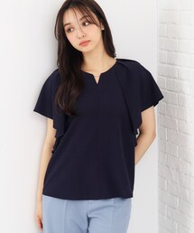 index | タンブラーブッチャータックフレアスリーブブラウス【洗濯機洗い可・吸水速乾・防シワ・抗ピル】(シャツ/ブラウス)