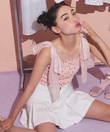 one after another NICE CLAUP | リボン取り外し可/シャーリングビスチェ(キャミソール)