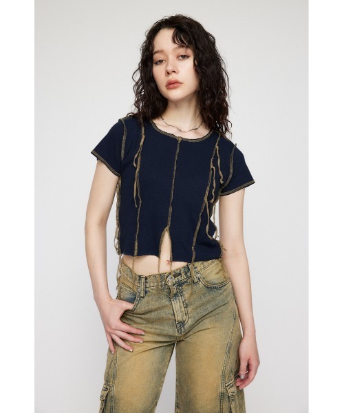 LAGUA GEM(ラグアジェム)の「THREAD DROOP トップス(Tシャツ/カットソー・レディース・ブラック/ネイビー/グレー/ブラウン・FREE)」の14枚目の写真