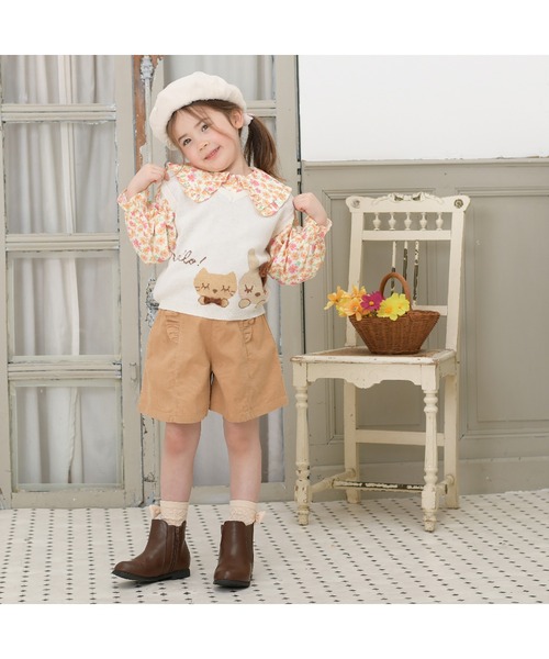 KP(ケーピー)の「うさぎ&ネコニットベスト(90~150)(ニット/セーター・キッズ・オフホワイト/ピンク・90cm/100cm/110cm/120cm/130cm/140cm/150cm)」の5枚目の写真