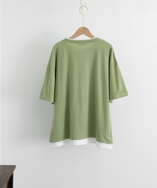 AsaAura（アサオーラ）の「レイヤード風tシャツ メンズクルーネック（Tシャツ/カットソー・メンズ・ブラック/ベージュ/オフホワイト/レッド/ブラウン/ブルー/ミント・FREE）」の20枚目の写真