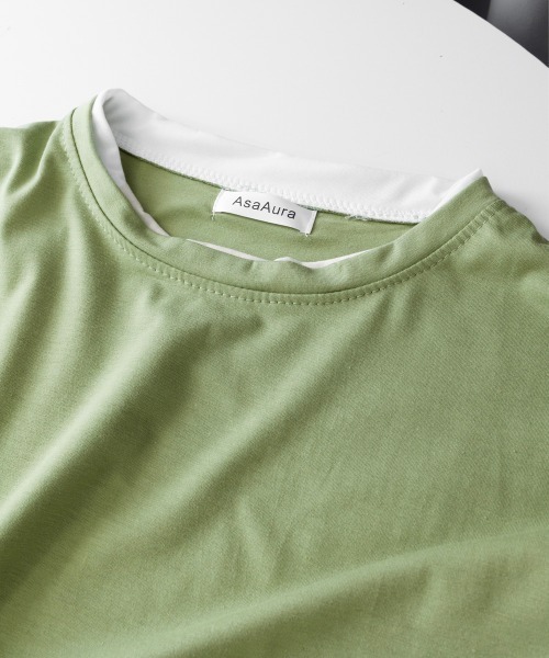 AsaAura（アサオーラ）の「レイヤード風tシャツ メンズクルーネック（Tシャツ/カットソー・メンズ・ブラック/ベージュ/オフホワイト/レッド/ブラウン/ブルー/ミント・FREE）」の21枚目の写真