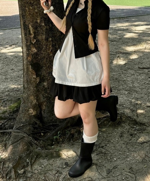 【セール】ストリートファッション Chikashitsu + OaKS チカシツプラスオークス middle rain boots ミドルブーツ レインブーツ 長靴 ヒールブーツ 靴 韓国ファッション 韓国ストリート（レインシューズ）｜Chikashitsu +（チカシツプラス）