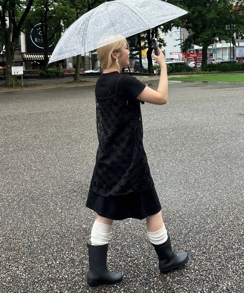 【セール】ストリートファッション Chikashitsu + OaKS チカシツプラスオークス middle rain boots ミドルブーツ レインブーツ 長靴 ヒールブーツ 靴 韓国ファッション 韓国ストリート（レインシューズ）｜Chikashitsu +（チカシツプラス）