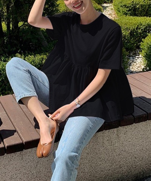 Doux Belle(ドゥーベル)の「コットンチュニックトップス(Tシャツ/カットソー・レディース・ブラック/ホワイト・MEDIUM/LARGE/X-LARGE)」の16枚目の写真