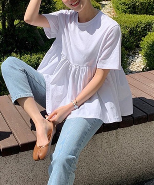 Doux Belle(ドゥーベル)の「コットンチュニックトップス(Tシャツ/カットソー・レディース・ブラック/ホワイト・MEDIUM/LARGE/X-LARGE)」の12枚目の写真