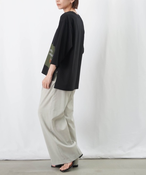 LUCA/LADY LUCK LUCA（ルカ/レディラックルカ）の「LC/LLL パッチワークロゴTシャツ / MIXパッチワークTシャツ（Tシャツ/カットソー・レディース・オフホワイト/ブラック/カーキ・FREE）」の6枚目の写真