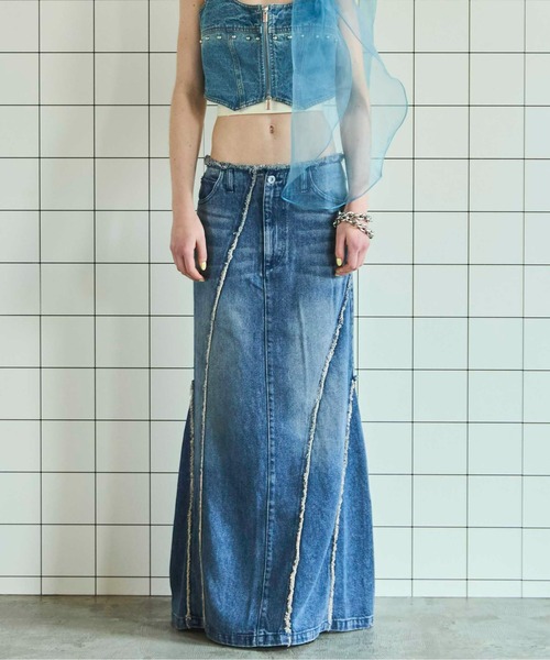 Cellulose Denim Maxi Skirt/セルロースデニムマキシスカート