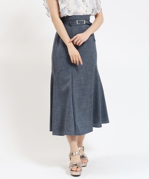 ASTORIA ODIER（アストリアオディール）の「ベルト付きペプラムロングスカート（スカート・レディース・レッド/ライトグレー/チャコールグレー・LARGE/MEDIUM/SMALL）」の2枚目の写真