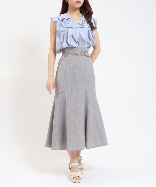 ASTORIA ODIER（アストリアオディール）の「ベルト付きペプラムロングスカート（スカート・レディース・レッド/ライトグレー/チャコールグレー・LARGE/MEDIUM/SMALL）」の7枚目の写真