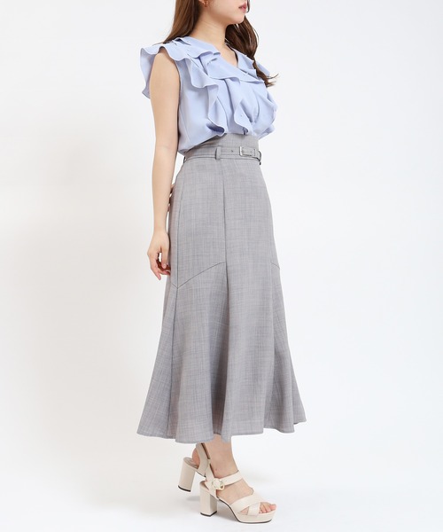 ASTORIA ODIER（アストリアオディール）の「ベルト付きペプラムロングスカート（スカート・レディース・レッド/ライトグレー/チャコールグレー・LARGE/MEDIUM/SMALL）」の6枚目の写真