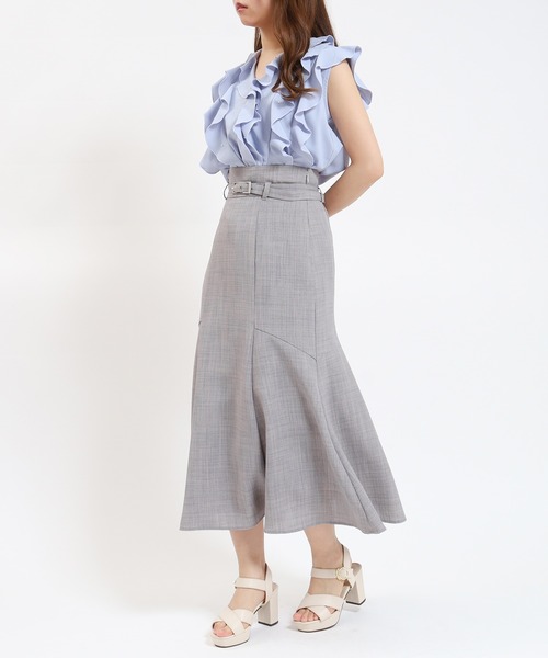 ASTORIA ODIER（アストリアオディール）の「ベルト付きペプラムロングスカート（スカート・レディース・レッド/ライトグレー/チャコールグレー・LARGE/MEDIUM/SMALL）」の5枚目の写真