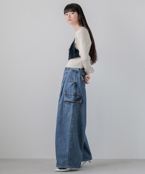 yuw（ユウ）の「ベロアビスチェ　140061（ベスト・レディース・ネイビー/ブラック・FREE）」の4枚目の写真