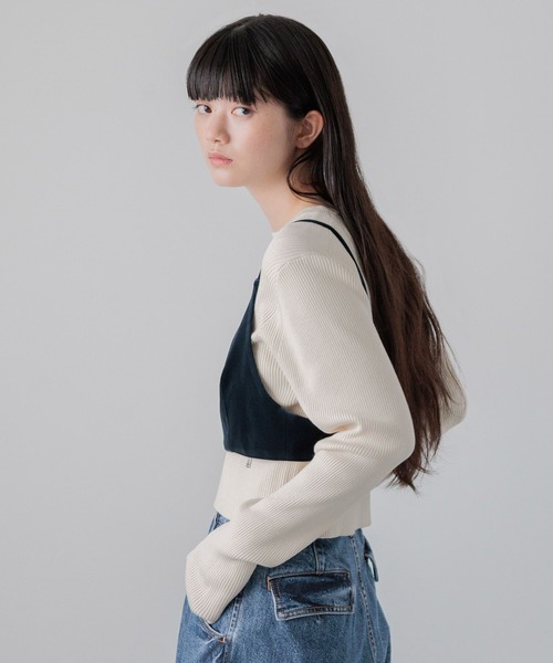 yuw（ユウ）の「ベロアビスチェ　140061（ベスト・レディース・ネイビー/ブラック・FREE）」の7枚目の写真