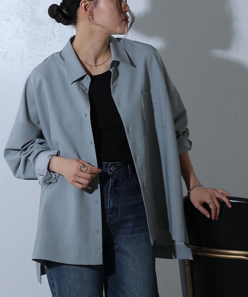 COLONY 2139（コロニートゥーワンスリーナイン）の「メランジ長袖シャツ（シャツ/ブラウス・レディース・ネイビー/グレー/チャコールグレー・FREE）」の3枚目の写真