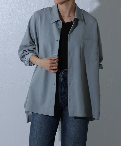 COLONY 2139（コロニートゥーワンスリーナイン）の「メランジ長袖シャツ（シャツ/ブラウス・レディース・ネイビー/グレー/チャコールグレー・FREE）」の12枚目の写真